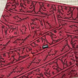 Vans Red and Black Men’s Flat Front Shorts